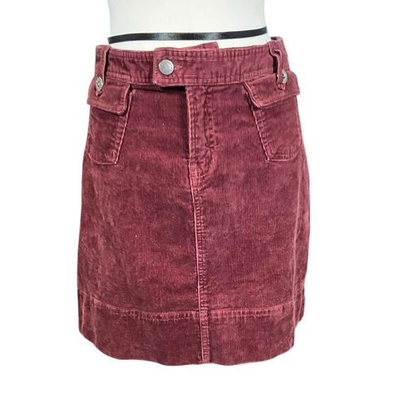 Patagonia Skirt 8 Stretchy Red Corduroy A Line Short Pockets Zip Organic Cotton - Picture 1 of 9